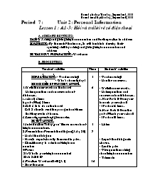 Giáo án môn Tiếng Anh Lớp 7 - Period 7, Unit 2: Personal Information - Lesson 1: A1-3