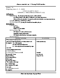 Giáo án môn Tiếng Anh Lớp 7 - Period 74, Unit 12: Let ‘s eat! - Lesson 2: What shall we eat ? (A2) - Nguyễn Thừa