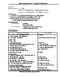 Giáo án môn Tiếng Anh Lớp 7 - Period 8, Unit 2: Personal information - Lesson 2: Telephone numbers (A4, 7) - Nguyễn Thừa
