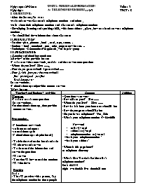 Giáo án môn Tiếng Anh Lớp 7 - Period 8, Unit 2: Personal information - A: Telephone numbers: 1-2-3