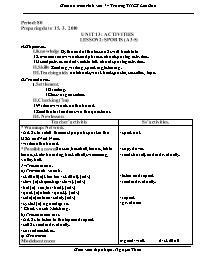 Giáo án môn Tiếng Anh Lớp 7 - Period 80, Unit 13: Activities - Lesson 2: Sports (A3-5) - Nguyễn Thừa