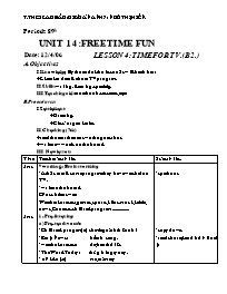 Giáo án môn Tiếng Anh Lớp 7 - Periods 89, Unit 14: Freetime fun - Lesson 4: Time for TV (B2) - Ngô Thị Hiền
