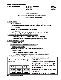 Giáo án môn Tiếng Anh Lớp 7 - Unit 10: Health and Hygiene - Nguyen Huu Hoai