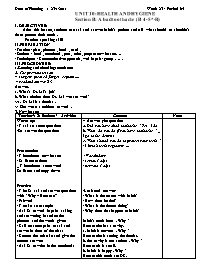 Giáo án môn Tiếng Anh Lớp 7 - Unit 10: Health and hygiene - Section B: A bad toothache (B 4-5-R)