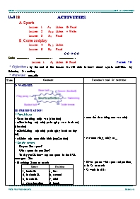 Giáo án môn Tiếng Anh Lớp 7 - Unit 13: Activities - Trần Thị Thảo Duyên