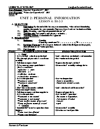 Giáo án môn Tiếng Anh Lớp 7 - Unit 2: Personal information - Lesson 4: B1-2-3