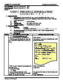 Giáo án môn Tiếng Anh Lớp 7 - Unit 2: Personal information - Lesson 6: B6-7-8-9