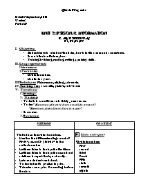 Giáo án môn Tiếng Anh Lớp 7 - Unit 2: Personal information - Period 9: B. My birthday (B1, 2, 3)