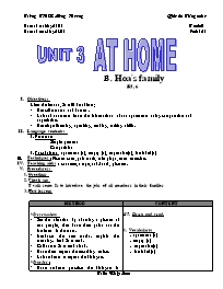 Giáo án môn Tiếng Anh Lớp 7 - Unit 3: At home - Period 17: B. Hoa’s family (B5, 6)