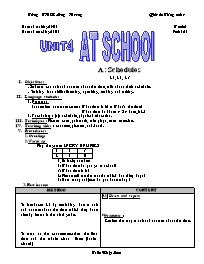 Giáo án môn Tiếng Anh Lớp 7 - Unit 4: At school - Period 20: A. Schedules (A1, A2, A3)