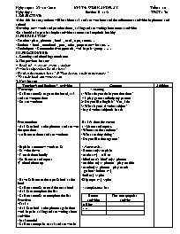 Giáo án môn Tiếng Anh Lớp 7 - Unit 5: Work and play - Section B: 1, 2