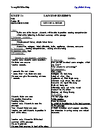 Giáo án môn Tiếng Anh Lớp 7 - Unit 7: Saving energy - Lesson 4: Read - Nguyễn Minh Đường