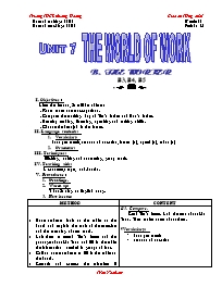 Giáo án môn Tiếng Anh Lớp 7 - Unit 7: The world of work - Period 45: B. The worker (B3, 4, 5)