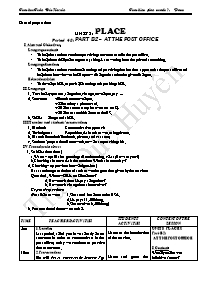 Giáo án môn Tiếng Anh Lớp 7 - Unit 8: Place - Period 48: B2-At the post office - Trần Đức Huyền