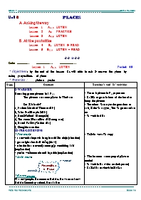 Giáo án môn Tiếng Anh Lớp 7 - Unit 8: Places - Trần Thị Thảo Duyên