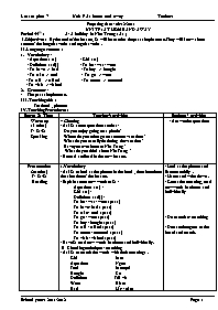 Giáo án môn Tiếng Anh Lớp 7 - Unit 9: At home and away - School year: 2011-2012