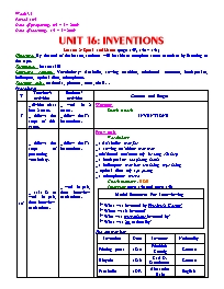 Giáo án môn Tiếng Anh Lớp 8 - Unit 16: Inventions - Lesson 2: Speak and listen