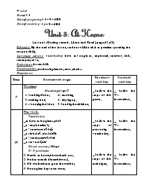 Giáo án môn Tiếng Anh Lớp 8 - Unit 3: At home - Lesson 1: Getting started, listen and read (page 27, 28)