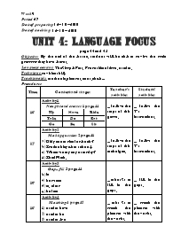Giáo án môn Tiếng Anh Lớp 8 - Unit 4: Language focus