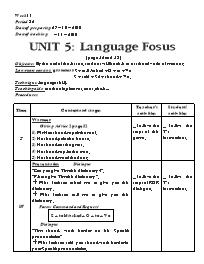 Giáo án môn Tiếng Anh Lớp 8 - Unit 5: Language fosus