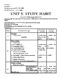 Giáo án môn Tiếng Anh Lớp 8 - Unit 5: Study habit - Lesson 4: Write