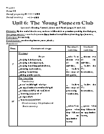 Giáo án môn Tiếng Anh Lớp 8 - Unit 6: The young pioneers club - Lesson 1: Getting started, listen and read (page 54 and 55)