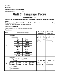 Giáo án môn Tiếng Anh Lớp 8 - Unit 7: Language focus