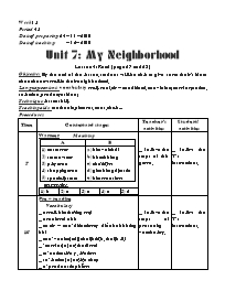 Giáo án môn Tiếng Anh Lớp 8 - Unit 7: My neighborhood - Lesson 4: Read