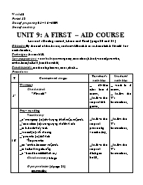 Giáo án môn Tiếng Anh Lớp 8 - Unit 9: A first-aid course - Lesson 1: Getting started, Listen and Read