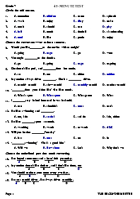 Đề kiểm tra 45 phút học kì II môn Tiếng Anh Lớp 7 (Có đáp án)