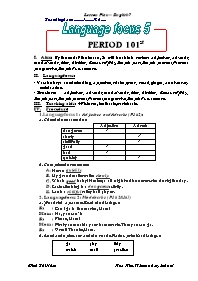 Giáo án môn Tiếng Anh 7 - Period 101: Languag