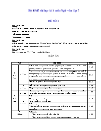 Bộ 15 đề thi học kì 1 môn Ngữ văn Lớp 7 (Có đ