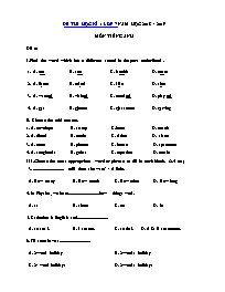 Đề kiểm tra học kì 1 Lớp 7 môn Tiếng Anh - Đề số 1 - Năm học 2018-2019