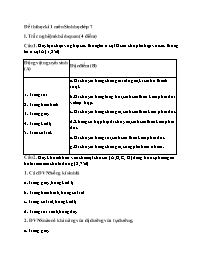 Đề thi học kì 1 môn Sinh học Lớp 7