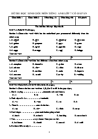 Đề thi học sinh giỏi môn Tiếng Anh Khối 7 (Có