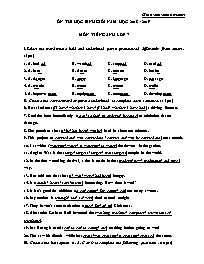 Đề thi học sinh giỏi môn Tiếng Anh Lớp 7 - Nă