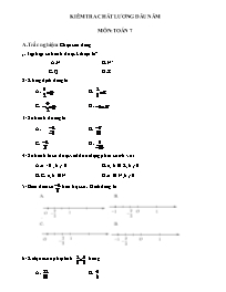 Đề thi khảo sát chất lượng đầu năm Lớp 7 môn 
