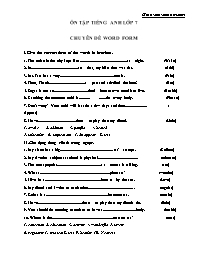 Ôn tập Tiếng Anh Lớp 7 - Chuyên đề: Word form