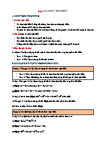 Chuyên đề Đại số Lớp 7 - Chương 4: Biểu thức 