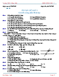 Kế hoạch bài dạy Hình học Lớp 7 (Kết nối tri thức với cuộc sống) - Tuần 9, Tiết 18: Ôn tập giữa kỳ I - Năm học 2022-2023 - Mai Hoàng Sanh