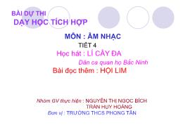 Bài giảng Âm nhạc 7 - Tiết 4: Học hát Lí cây 
