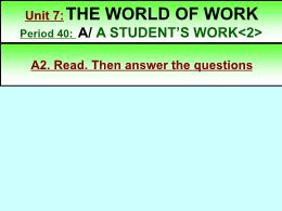 Bài giảng Tiếng Anh 7 - Period 40, Unit 7, Se