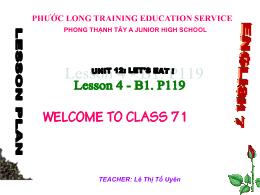 Bài giảng Tiếng Anh 7 - Unit 12: Let's eat (L