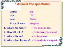 Bài giảng Tiếng Anh 7 - Unit 4, Lesson 1: A-S