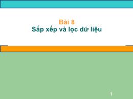 Bài giảng Tin học 7 - Bài 8: Sắp xếp và lọc d