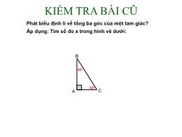 Bài giảng Toán 7 - Bài: Tổng ba góc của 1 tam