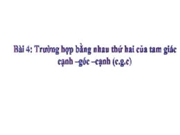 Bài giảng Toán 7 - Tiết 24, Bài 4: Trường hợp