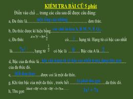 Bài giảng Toán 7 - Tiết 60, Bài 7: Đa thức 1 