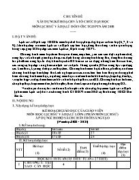 Chuyên đề Xây dựng kế hoạch và tổ chức dạy họ