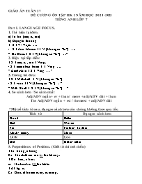 Đề cương ôn tập cuối kì II Tiếng Anh 7 - Tuần